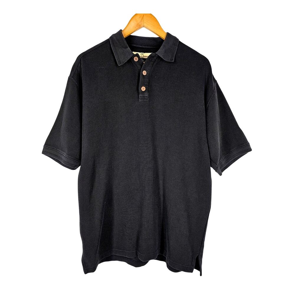 TOMMY BAHAMA MEN'S BLACK SHORT SLEEVE SILK BLEND POLO SHIRT SIZE MEDIUM